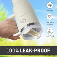 40 oz tumbler with handle and straw | Flowstate 3-Position Lid | Smoothie Cup | Compatible for Travel Cup | Insulated Stainless Steel Tumbler | BPA-Free | Cream