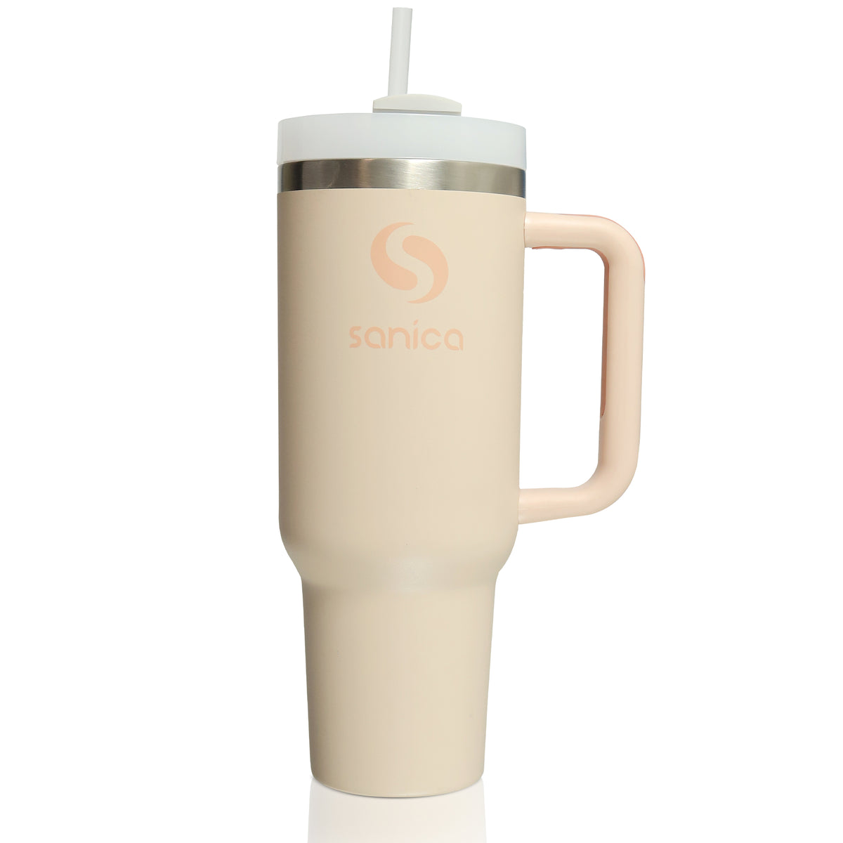 40 oz tumbler with handle and straw | Flowstate 3-Position Lid | Smoothie Cup | Compatible for Travel Cup | Insulated Stainless Steel Tumbler | BPA-Free | Rose Quartz